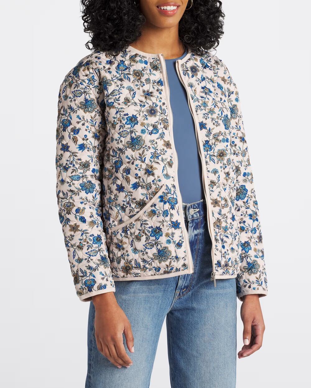 Mo-Ka Lightweight Quilted Floral Bomber Jacket XL NWT